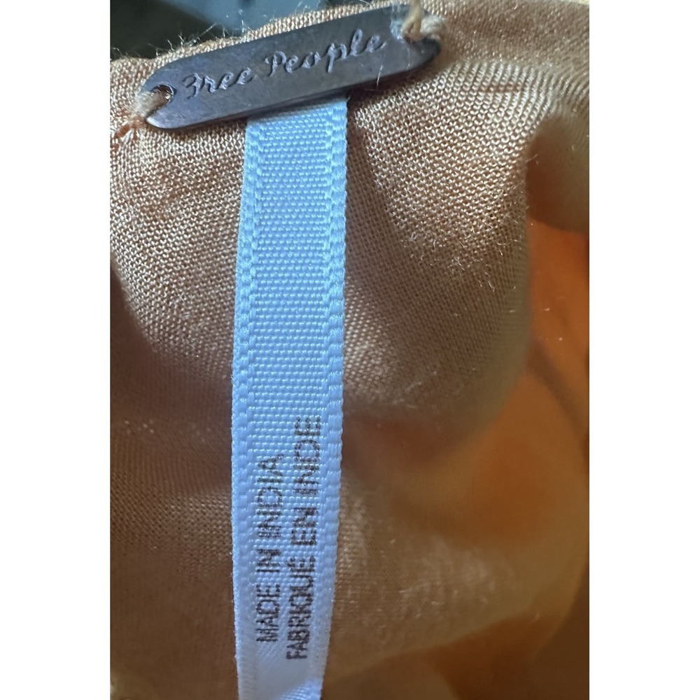 Free People Orange Halter Mini Dress Open Back Tassel Tie Small Viscose Cotton - Picture 8 of 11
